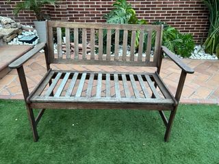 Conjunto teka, 1 banco de dos plazas y 2 sillones