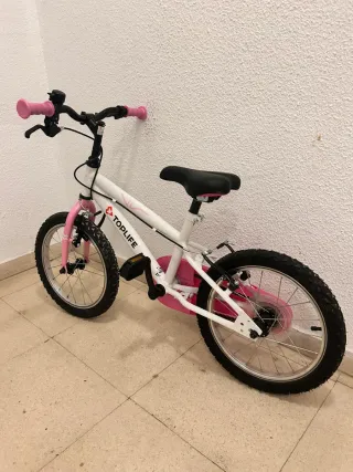 Bicicleta infantil TOPLIFE blanca y rosa