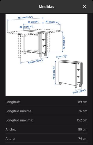 Mesa Plegable Ikea Norden Madera