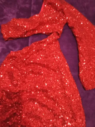 Vestido de fiesta lentejuelas rojo Talla S