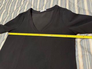 Vestido Túnica Mango Escote V Negro T. XL