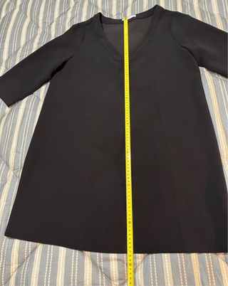 Vestido Túnica Mango Escote V Negro T. XL