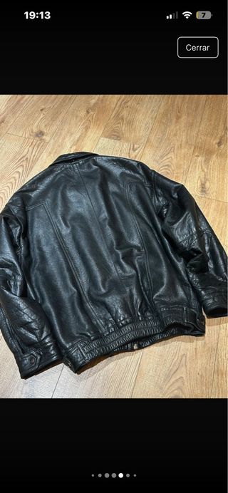 Chaqueta Piel Vintage Oversize XL Negra