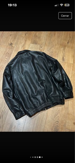 Chaqueta Piel Vintage Oversize XL Negra