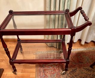 Carrito auxiliar madera y cristal