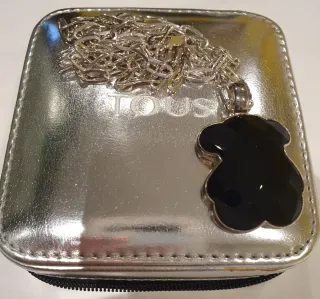 Collar Tous Oso Negro de onix y Plata