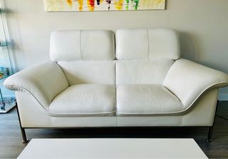 Sofá de piel blanco 2+ 1 plaza