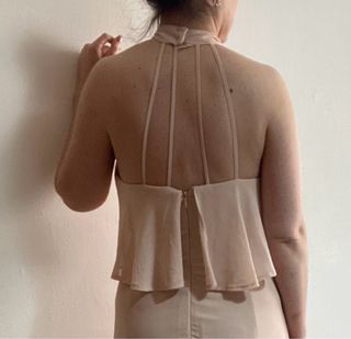 Vestido largo fiesta beige