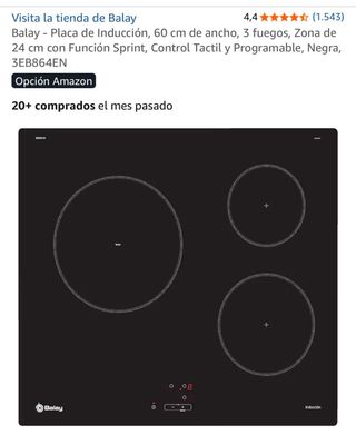 Placa Inducción Balay 60cm 3 fuegos