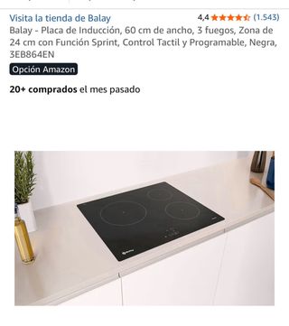 Placa Inducción Balay 60cm 3 fuegos