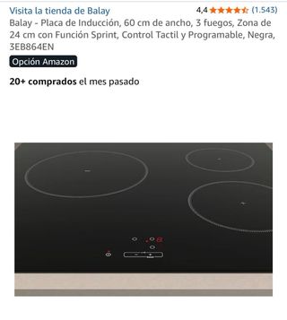 Placa Inducción Balay 60cm 3 fuegos