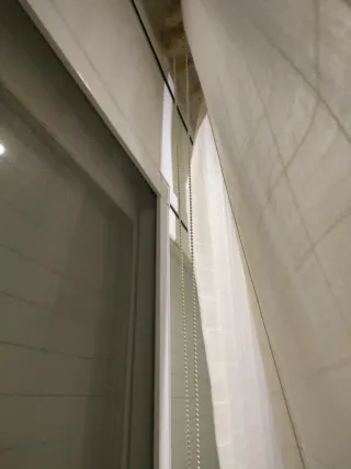 Cortinas comedor estor cuadrícula beige (son dos)