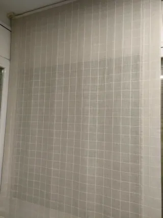 Cortinas comedor estor cuadrícula beige (son dos)