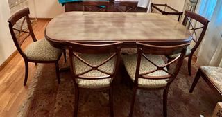 Mesa comedor maciza y 6 sillas