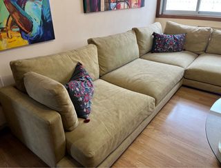 Sofá Chaise Longue Beige Tela