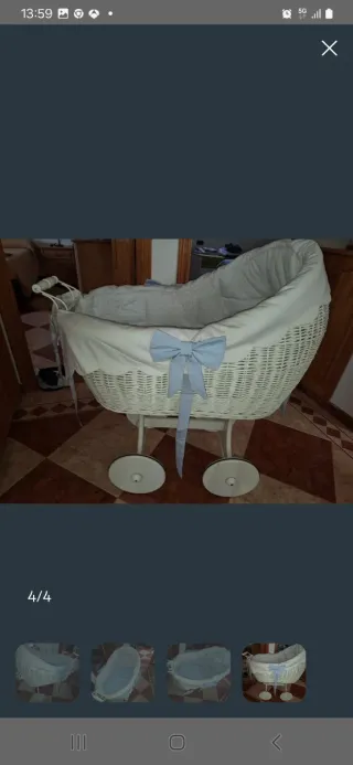 Moisés mimbre y madera con vestimenta