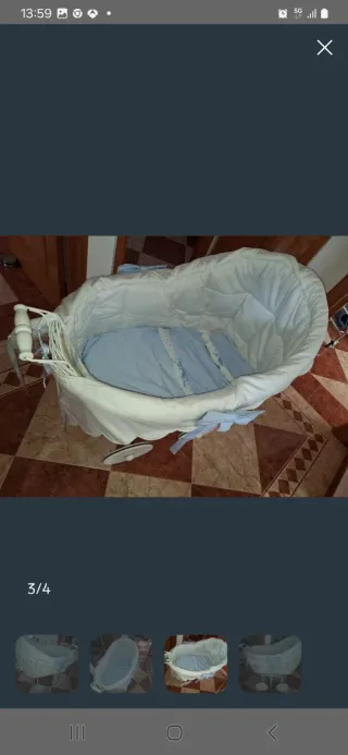 Moisés mimbre y madera con vestimenta