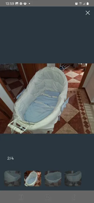 Moisés mimbre y madera con vestimenta