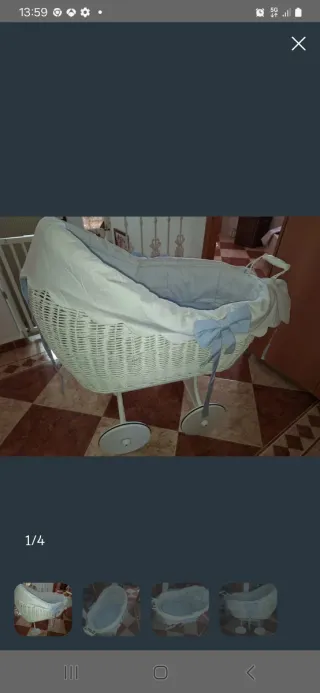 Moisés mimbre y madera con vestimenta