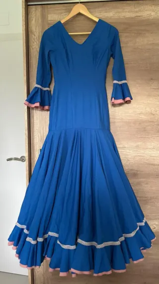 Traje Flamenca Azul Hecho a Mano