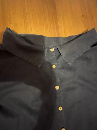 Camicia lunga donna lino blu