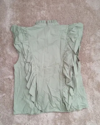 Blusa Zara mujer volantes verde