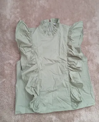 Blusa Zara mujer volantes verde