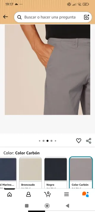 Pantalón chino gris hombre