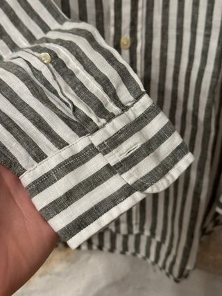 Camicia Ralph Lauren Lino Righe Grigio Bianco