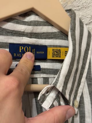 Camicia Ralph Lauren Lino Righe Grigio Bianco