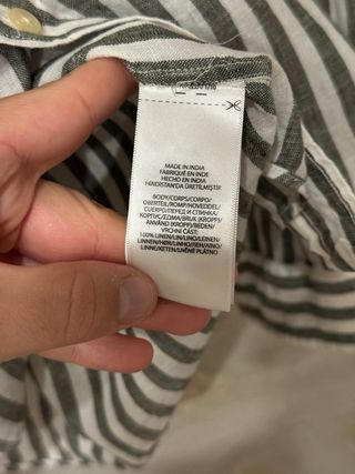 Camicia Ralph Lauren Lino Righe Grigio Bianco