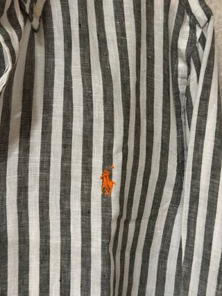 Camicia Ralph Lauren Lino Righe Grigio Bianco