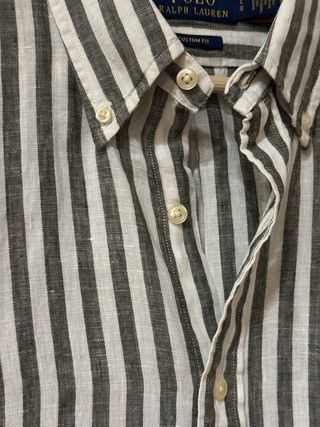 Camicia Ralph Lauren Lino Righe Grigio Bianco