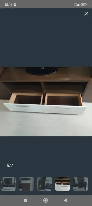 Mueble TV madera y cristal marrón/blanco