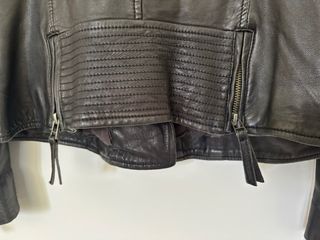 Chaqueta de Piel Negra Mujer