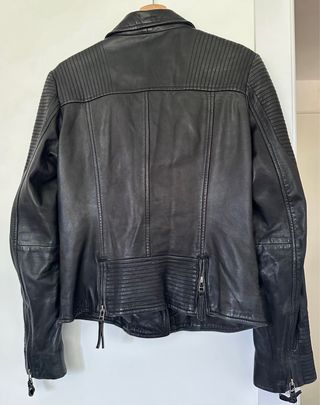 Chaqueta de Piel Negra Mujer