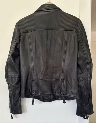 Chaqueta de Piel Negra Mujer