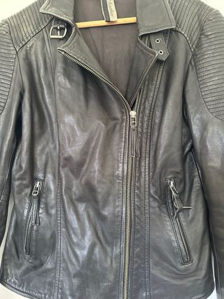 Chaqueta de Piel Negra Mujer