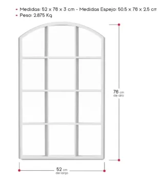 Espejo Ventana Blanco 76x50cm
