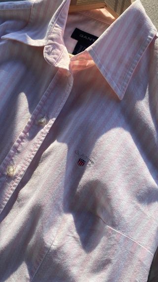 Woman's pink with white stripes shirt Oxford -GANT