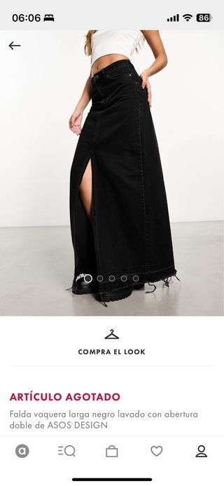 Falda larga ASOS DESIGN negra