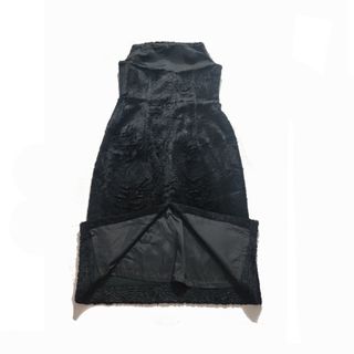 Vintage/ Vestido midi strapless terciopelo negro