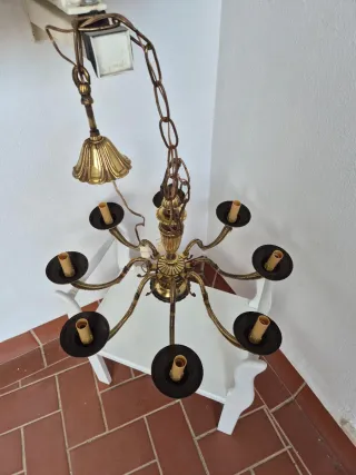 Lámpara de araña 8 brazos bronce
