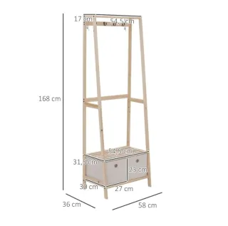 Perchero madera zapatero cajones beige