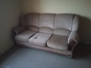 Sofá Tresillo Tela Beige y Marrón