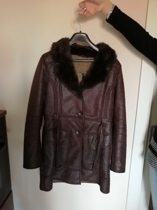 Cappotto effetto montone marrone