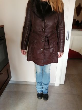 Cappotto effetto montone marrone