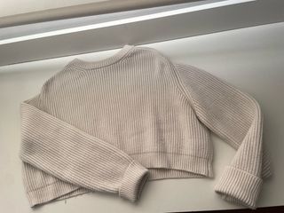 Jersey Zara blanco acanalado grueso