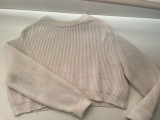 Jersey Zara blanco acanalado grueso