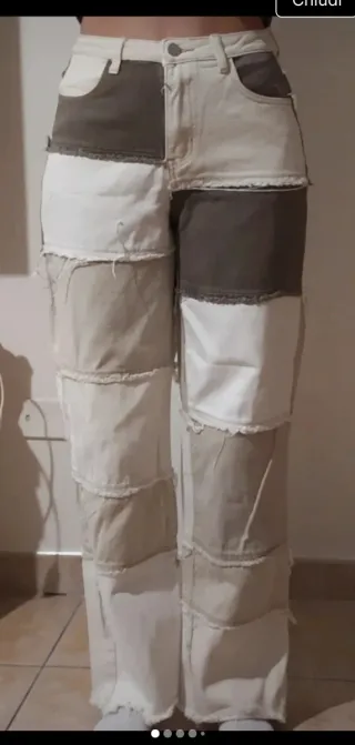 Pantaloni Shein patchwork beige e marroni